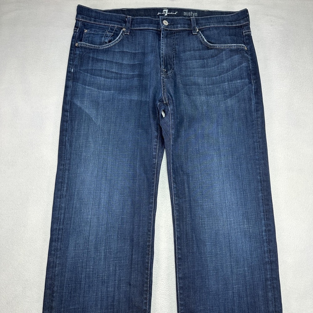 7 For All Mankind Austyn Jeans Mens 38x36 Blue Relaxed Straight Stretch Denim